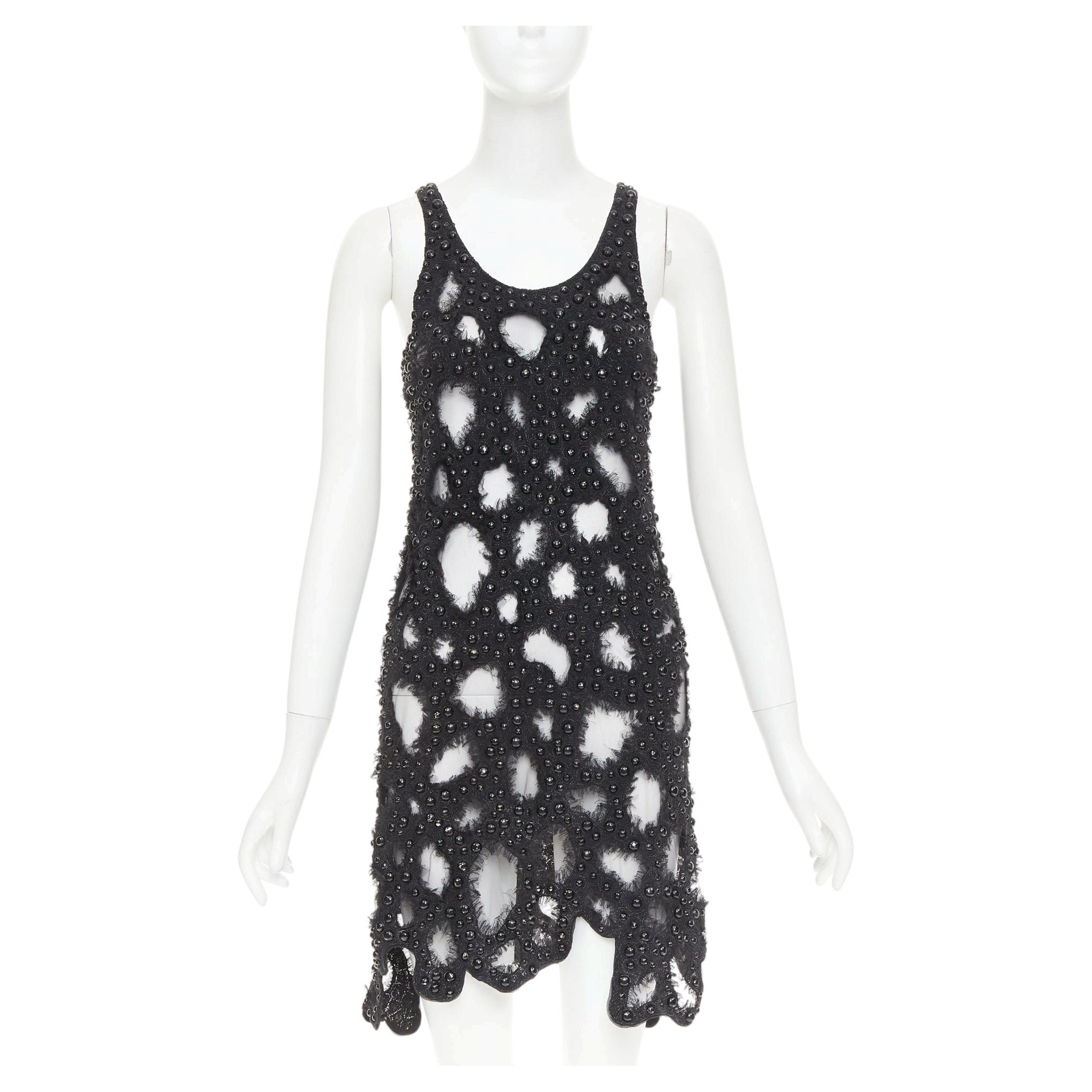 LOUIS VUITTON 2024 Runway sequin tulle distressed cut out tank dress Zendaya For Sale