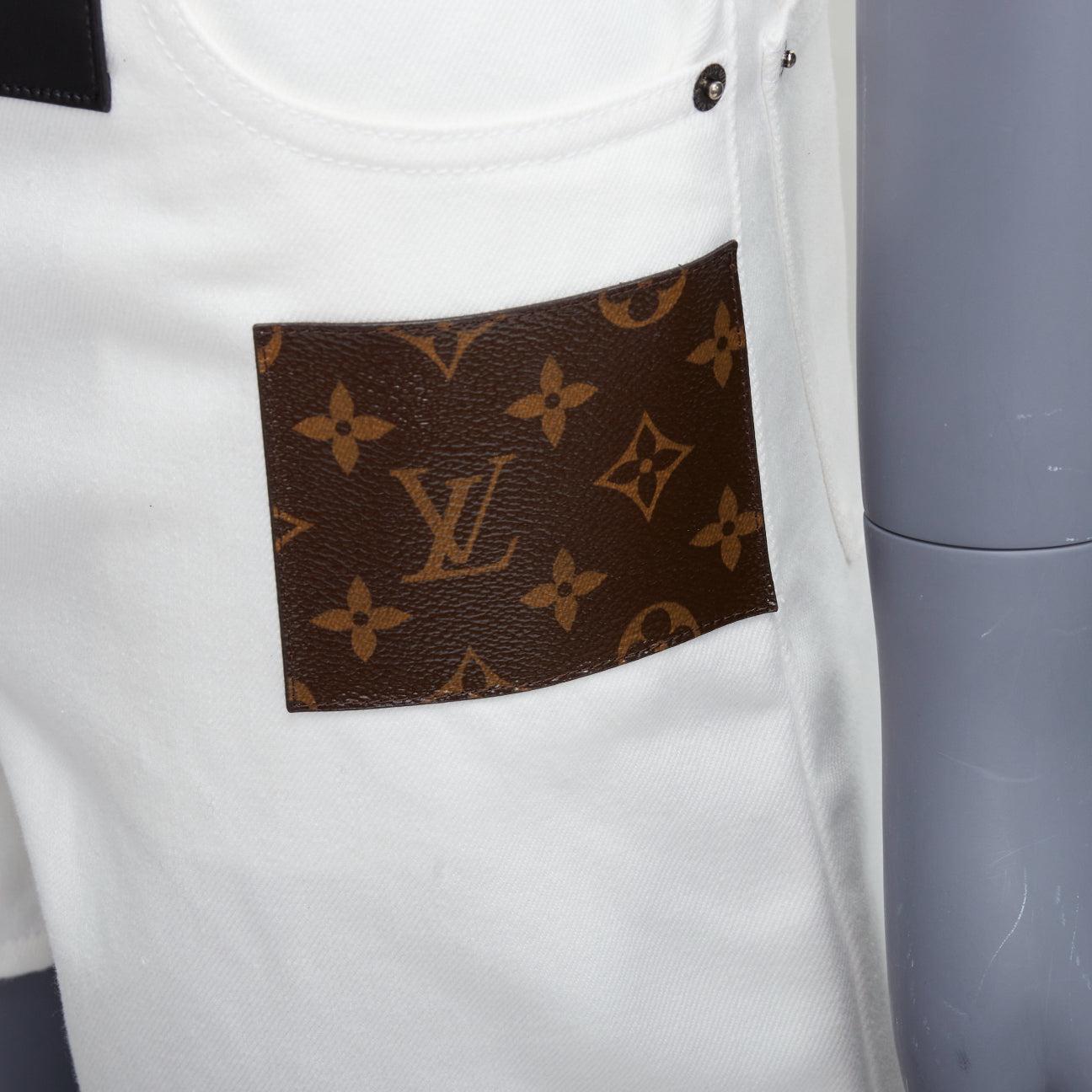 LOUIS VUITTON 2024 white cotton accent denim mini shorts FR34 XS
Reference: AAWC/A01328
Brand: Louis Vuitton
Designer: Nicolas Ghesquiere
Collection: 2024
Material: Denim
Color: White, Brown
Pattern: Monogram
Closure: Zip Fly
Extra Details: Playful