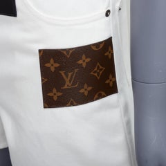 LOUIS VUITTON 2024 mini shorts in cotone bianco con accenti denim FR34 XS