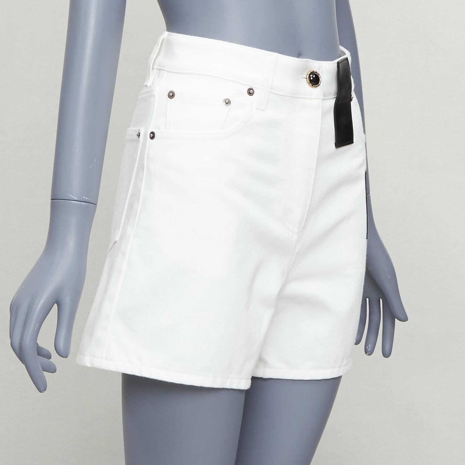 Gray LOUIS VUITTON 2024 white cotton accent denim mini shorts FR34 XS For Sale
