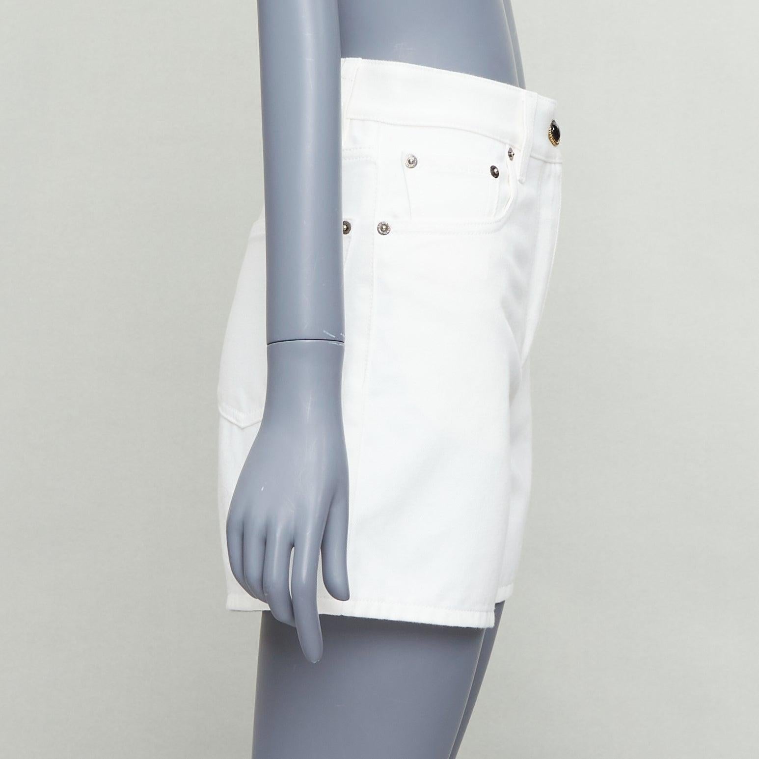 LOUIS VUITTON 2024 white cotton accent denim mini shorts FR34 XS In Good Condition For Sale In Hong Kong, NT