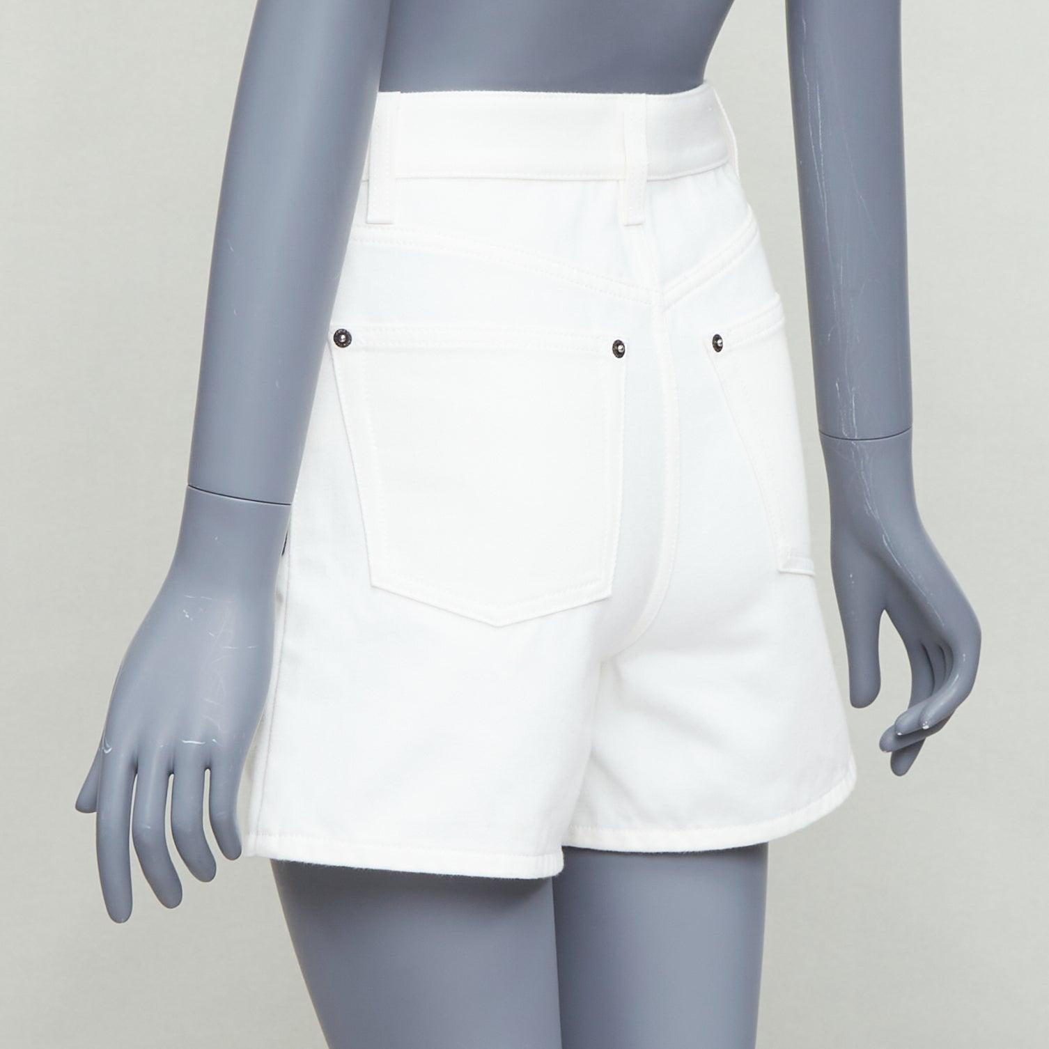 LOUIS VUITTON 2024 white cotton accent denim mini shorts FR34 XS For Sale 1