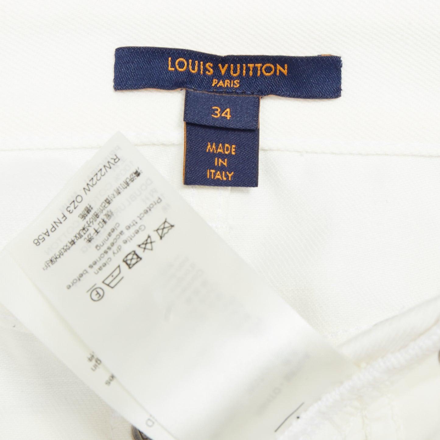 LOUIS VUITTON 2024 white cotton accent denim mini shorts FR34 XS For Sale 3
