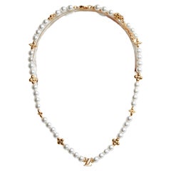 Louis Vuitton 2025 Collier Mi LV Perla perlas de fantasía collar de oro corto Nuevo