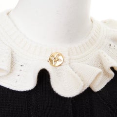 LOUIS VUITTON 2026 cream wool blend ruffle collar gold button cropped cardigan