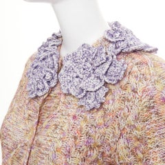 LOUIS VUITTON 2026 Knitted Flower Collar cable multicolor mix knit cardigan XS