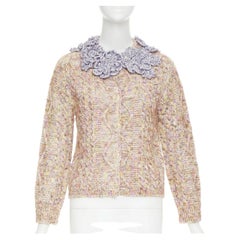 LOUIS VUITTON 2026 Knitted Flower Collar cable multicolor mix knit cardigan XS
