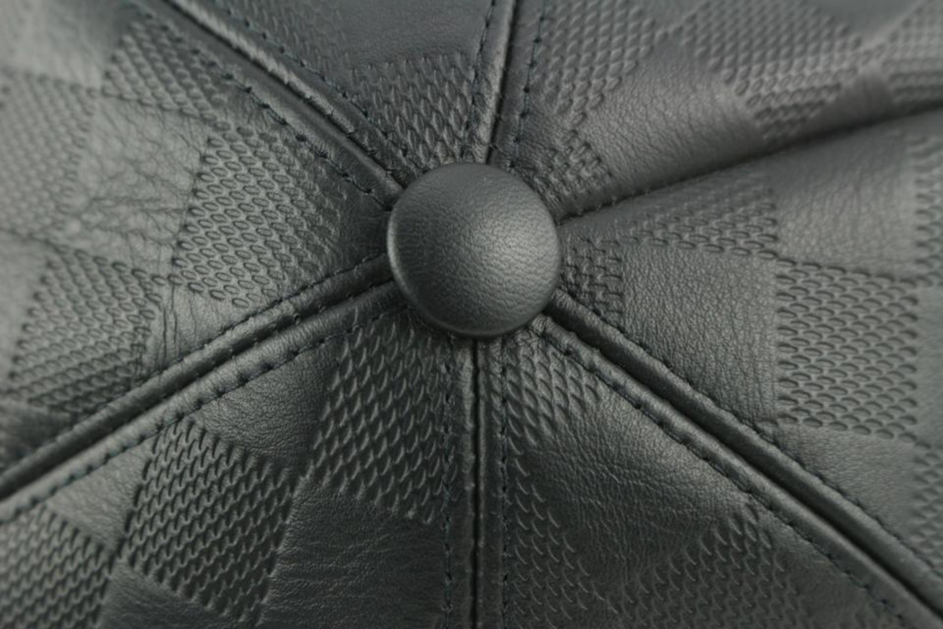 Louis Vuitton 21FW Black x Blue Leather Damier Infini Baseball Cap Hat 16lv45 For Sale 4