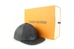 Louis Vuitton 21FW Black x Blue Leather Damier Infini Baseball Cap Hat 16lv45