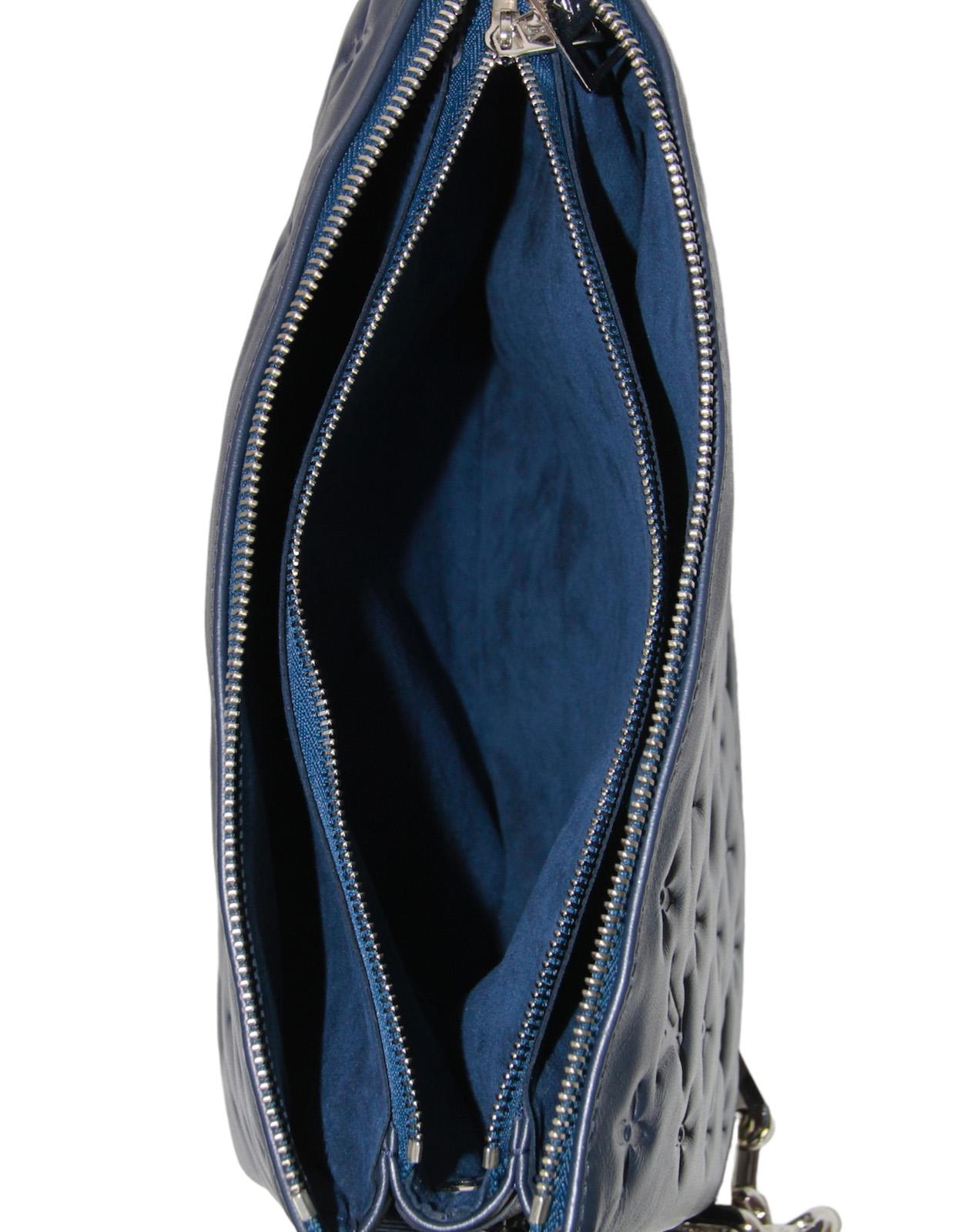 Louis Vuitton '22 Navy Lambskin Monogram Coussin PM Bag For Sale 2
