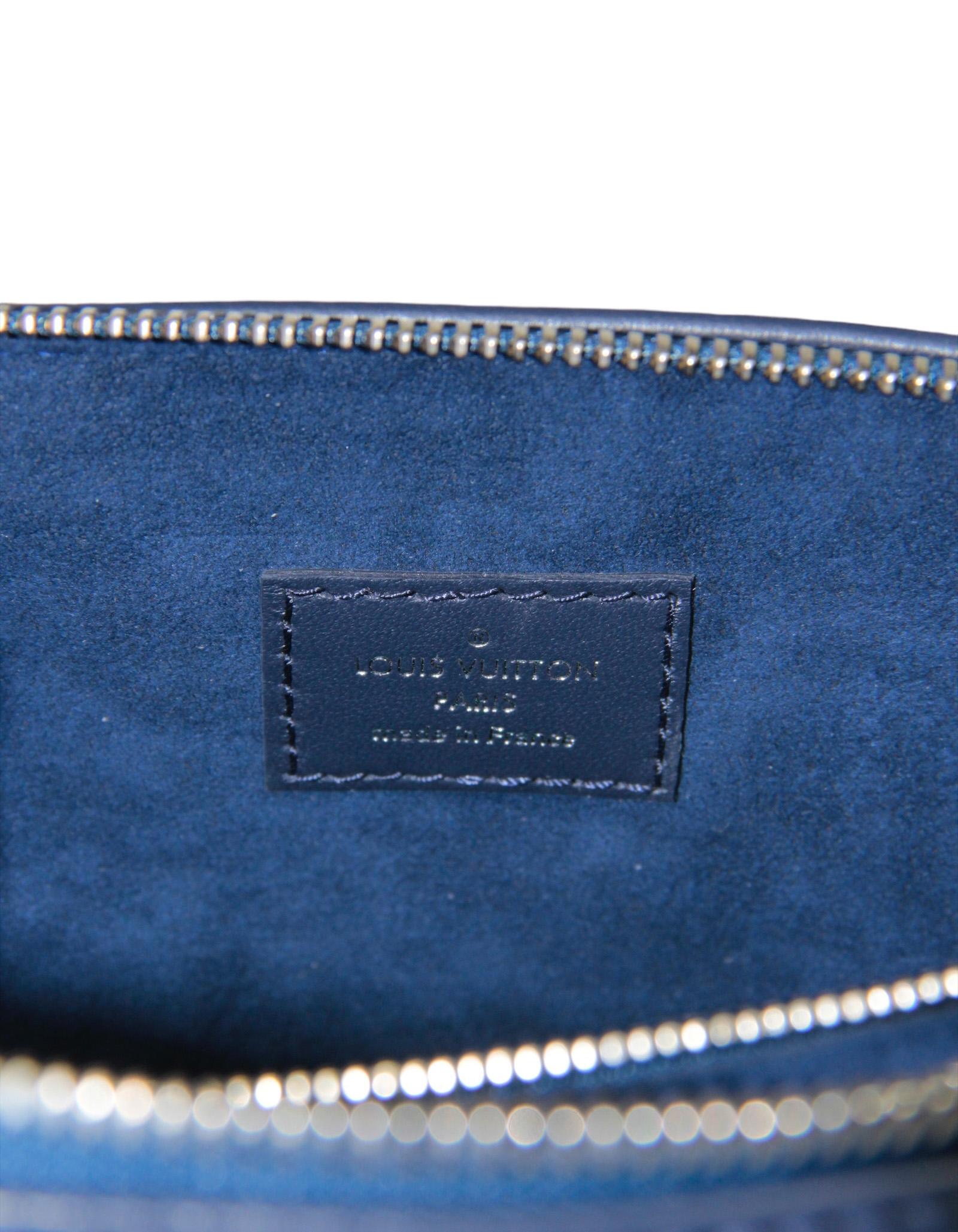 Louis Vuitton '22 Navy Lambskin Monogram Coussin PM Bag For Sale 3