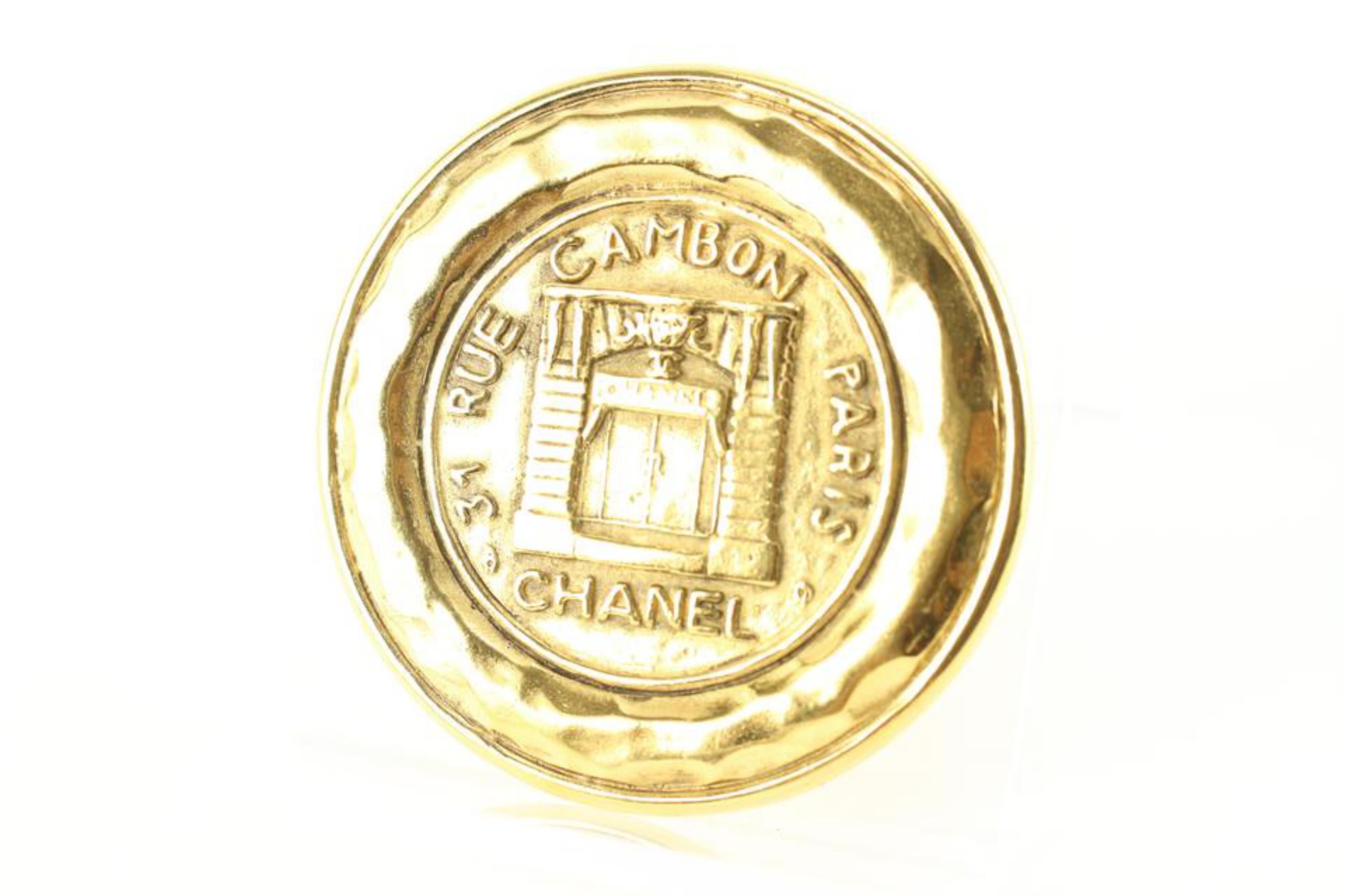 Chanel 24k Gold Plated Rue Cambon CC Logo Jumbo Brooch Pin 59ck825s 4