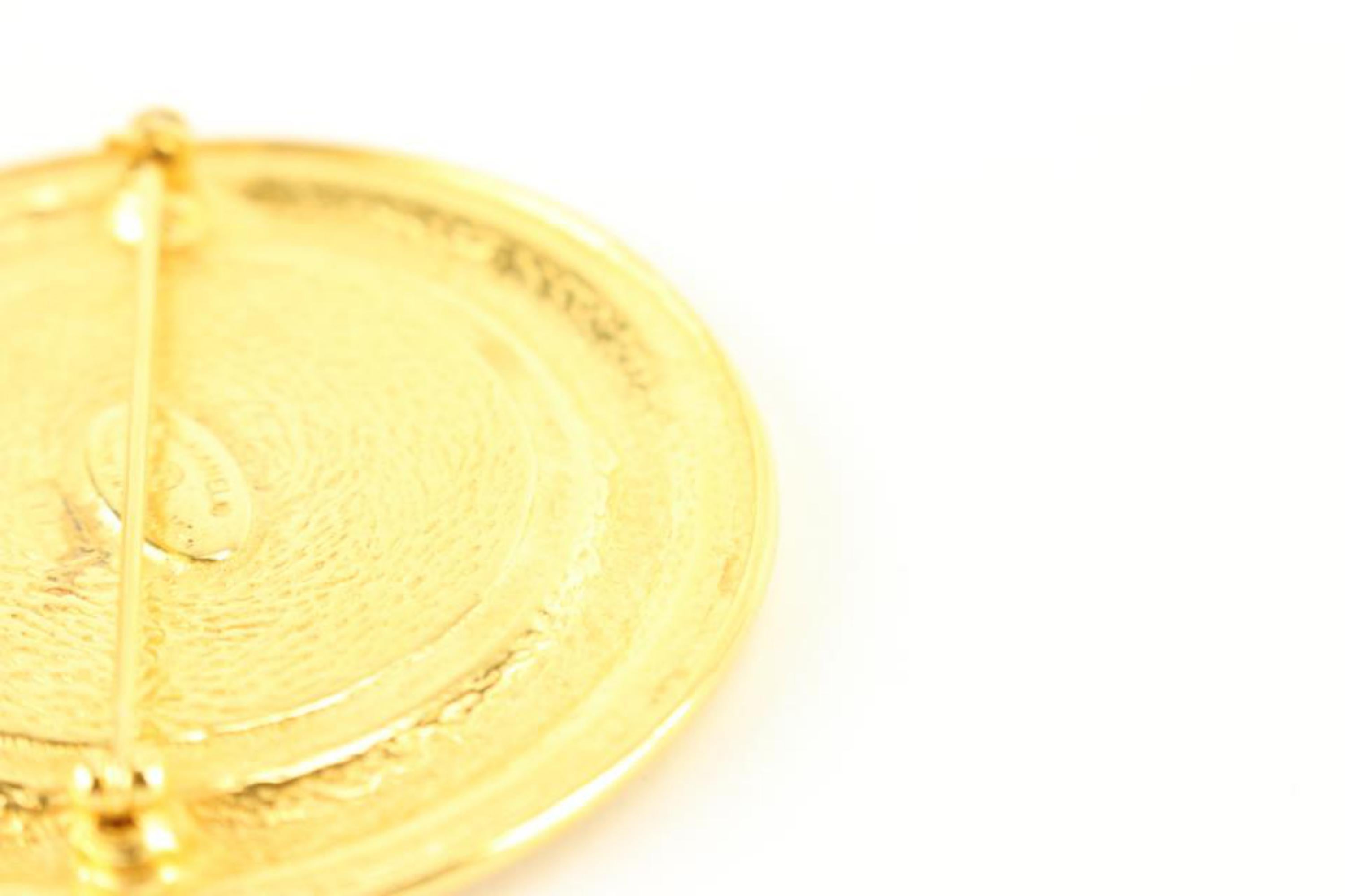 Chanel 24k Gold Plated Rue Cambon CC Logo Jumbo Brooch Pin 59ck825s 1