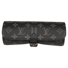 Louis Vuitton 3 Uhr Rolle Lv Logo Monogram Eclipse Schwarz Grau Reisekoffer