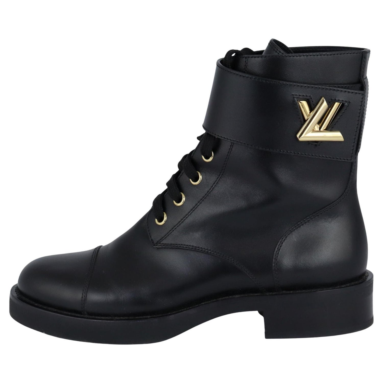Louis Vuitton Black Leather Diplomacy Ranger Combat Boots Size 39 Louis  Vuitton