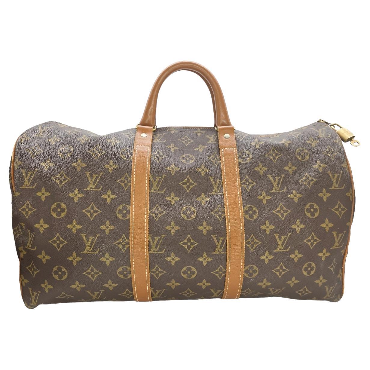 Louis Vuitton 70s French Company Monogram Keepall 45 Bag For Sale
