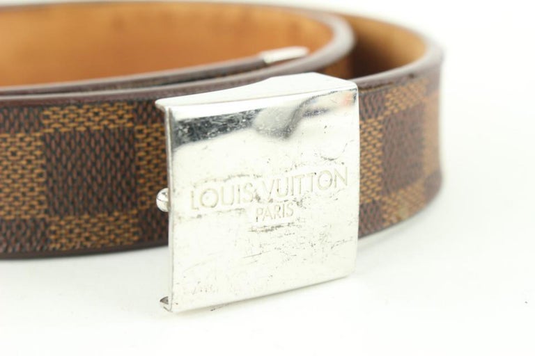 Louis Vuitton Damier Ebene Belt Ceinture Carre Leather White gold