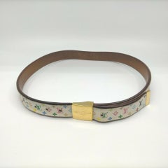 Louis Vuitton 80/32 White Monogram Multicolor Ceinture Carre Belt Rare Limited