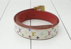 Louis Vuitton 85/34 30mm White Monogram Multicolor LV Reversible Ceinture