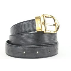Louis Vuitton 85/34 Black Epi Leather Ceinture Belt Gold Buckle 6lvs17