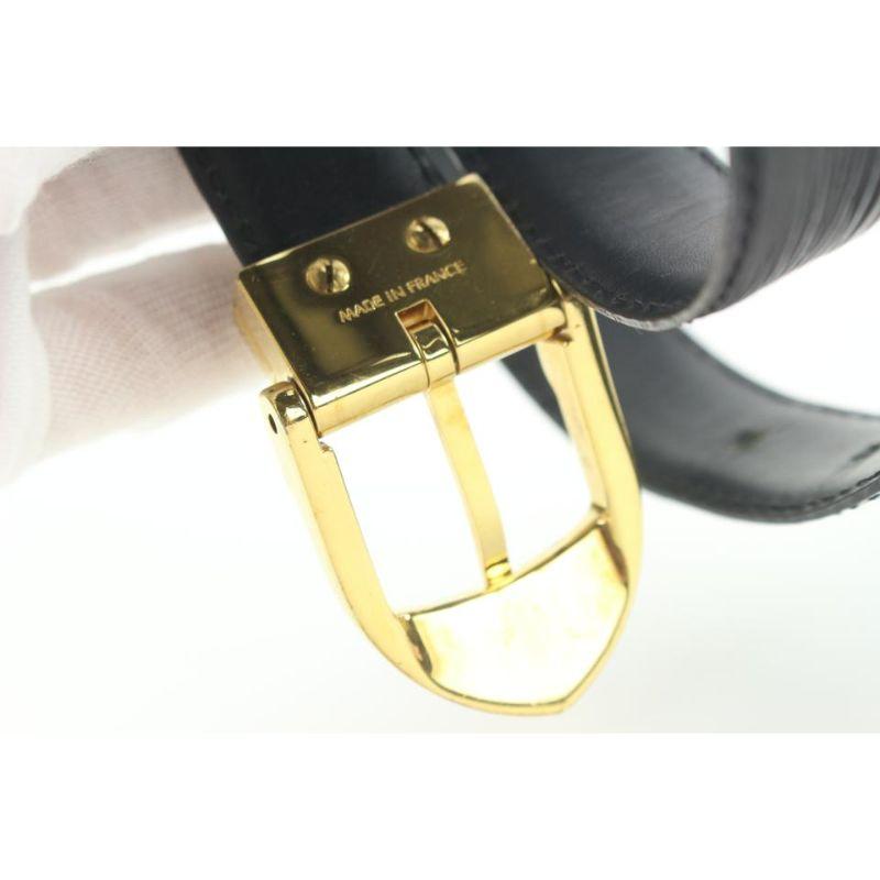 Gris Louis Vuitton 85/34 Black Epi Leather Ceinture Belt Gold Buckle 6lvs17 en vente