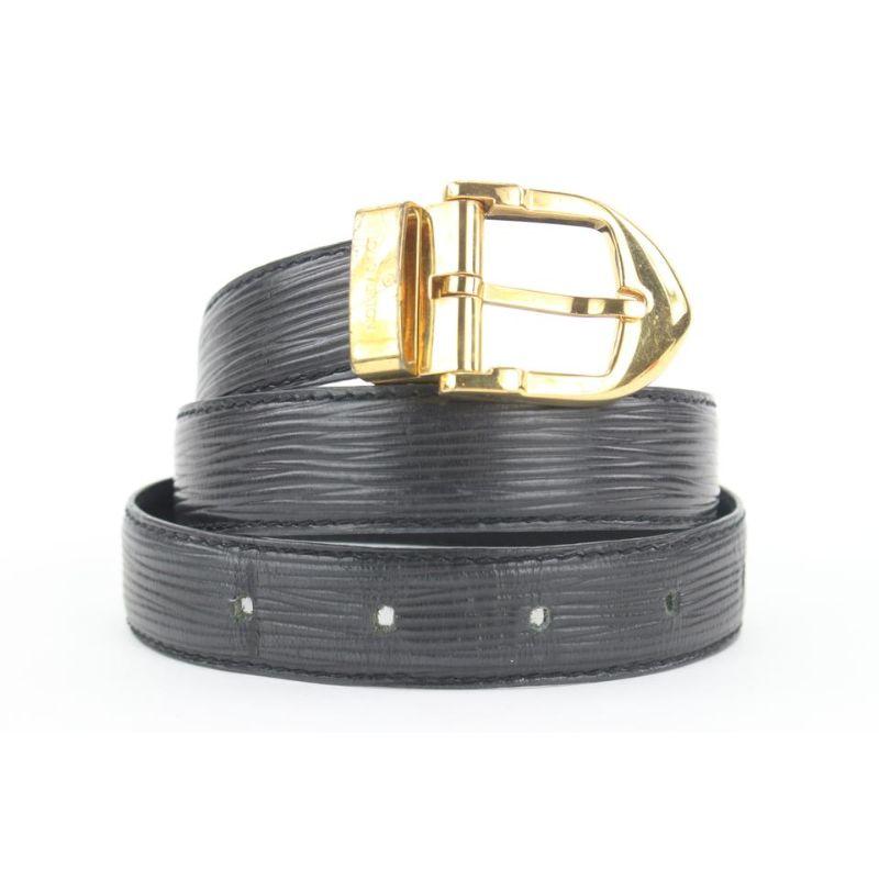 Louis Vuitton 85/34 Black Epi Leather Ceinture Belt Gold Buckle 6lvs17 In Good Condition For Sale In Dix hills, NY