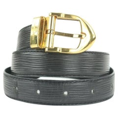 Vintage Louis Vuitton 85/34 Black Epi Leather Ceinture Belt Gold Buckle 6lvs17