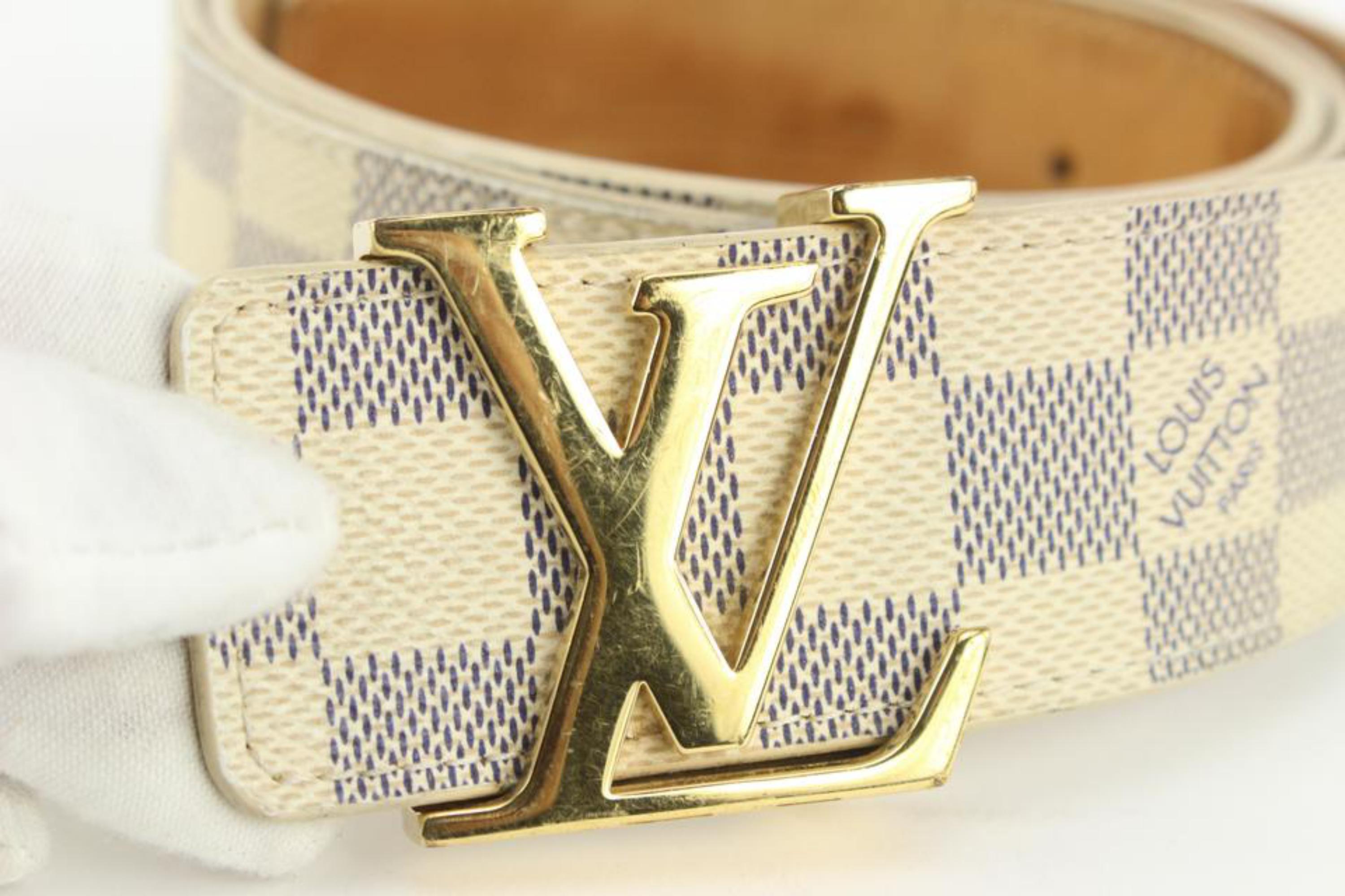 Louis Vuitton Damier Azur Canvas LV Initiales Belt 85CM at 1stDibs