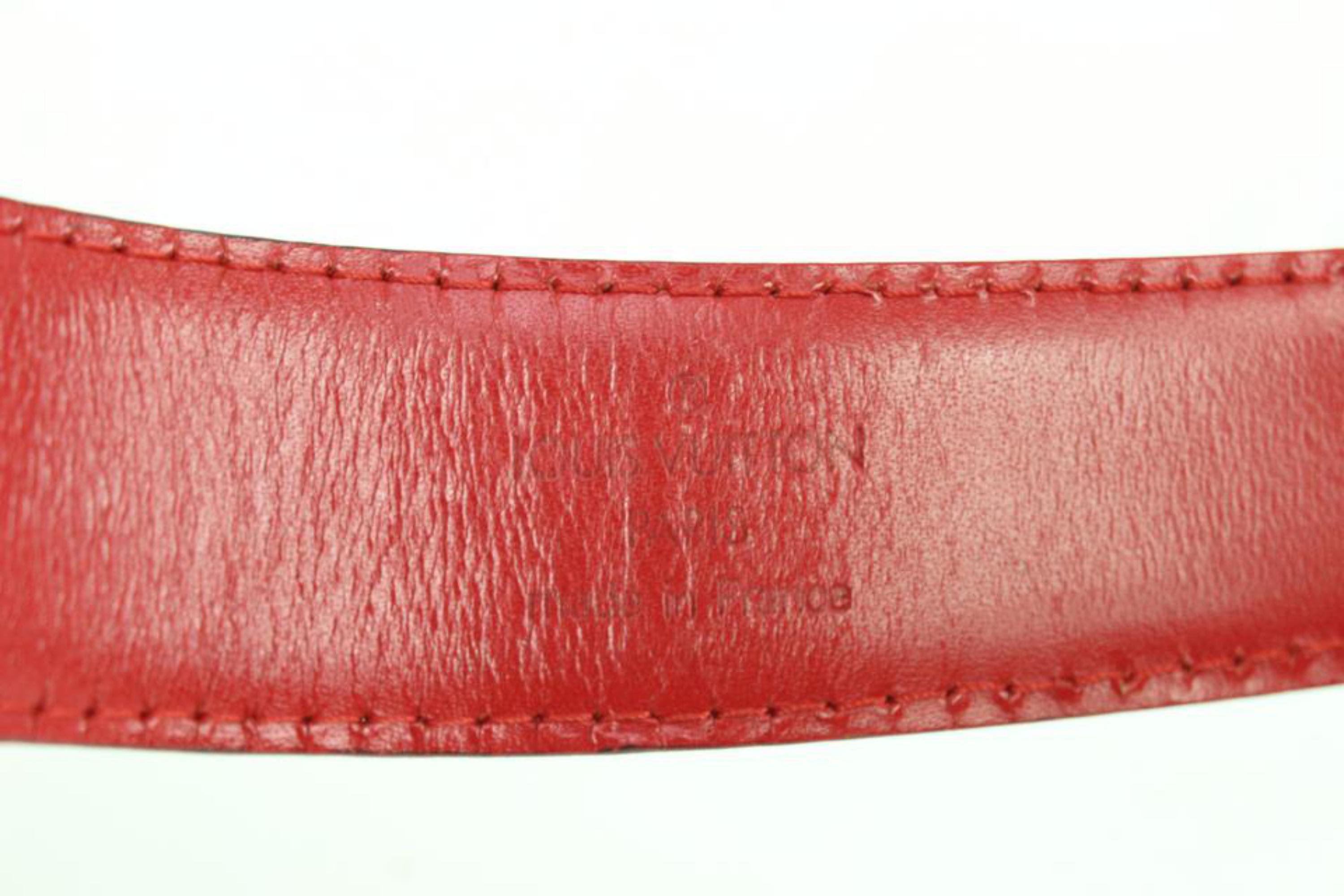 Pink Louis Vuitton 85/34 Red Epi Leather Ceinture Belt Silver Buckle 95lk412s For Sale