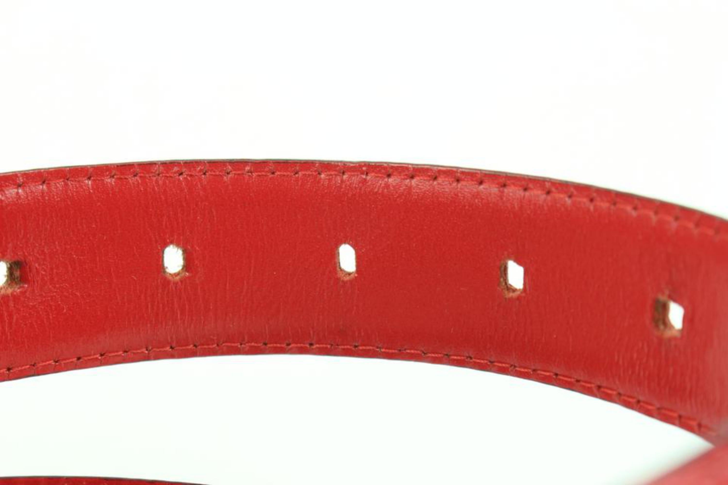 Women's Louis Vuitton 85/34 Red Epi Leather Ceinture Belt Silver Buckle 95lk412s For Sale