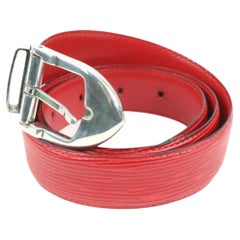 Louis Vuitton 85/34 Red Epi Leather Ceinture Belt Silver Buckle 95lk412s