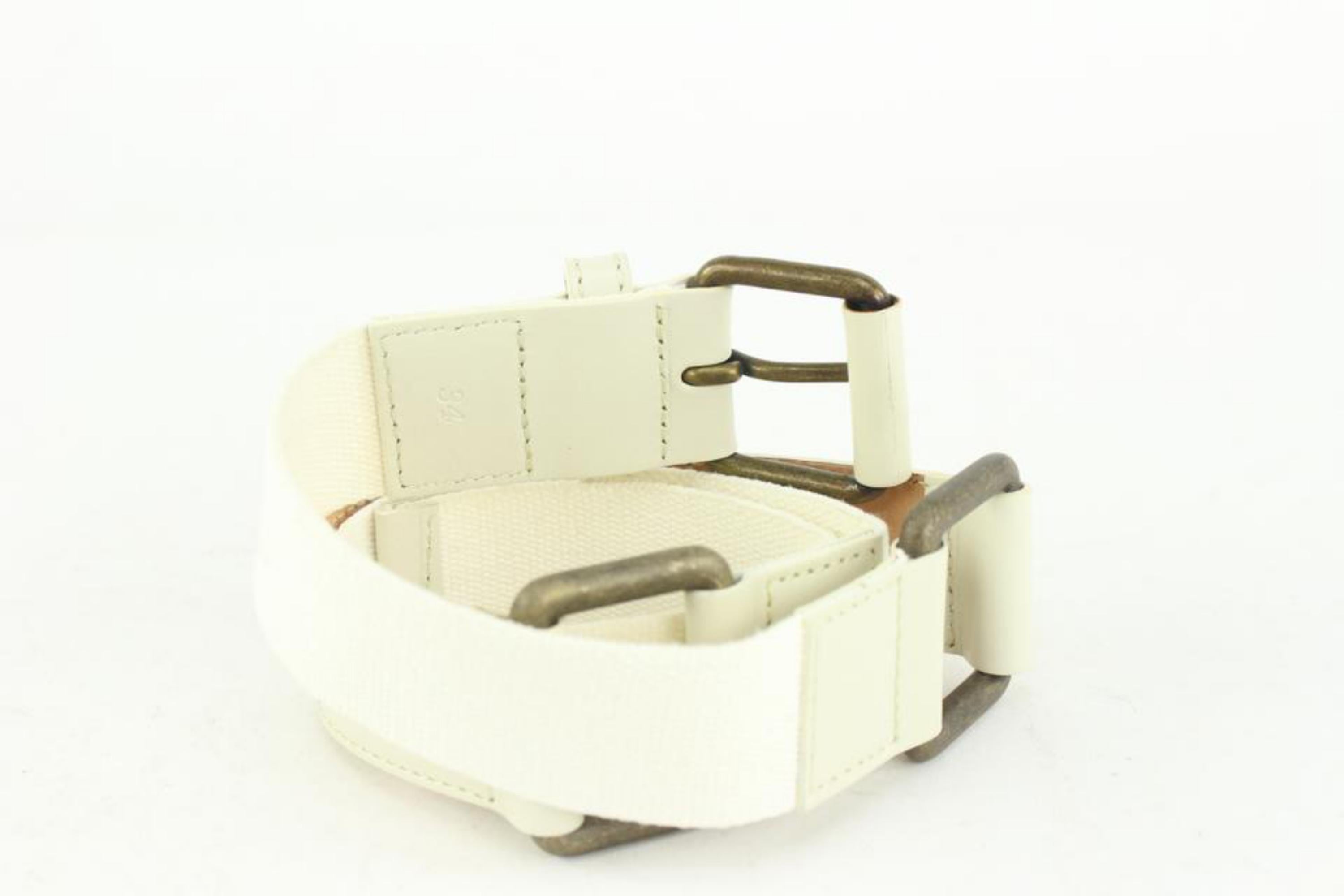 White Louis Vuitton 85/34 Runway Ivory Belt 1122lv3 For Sale