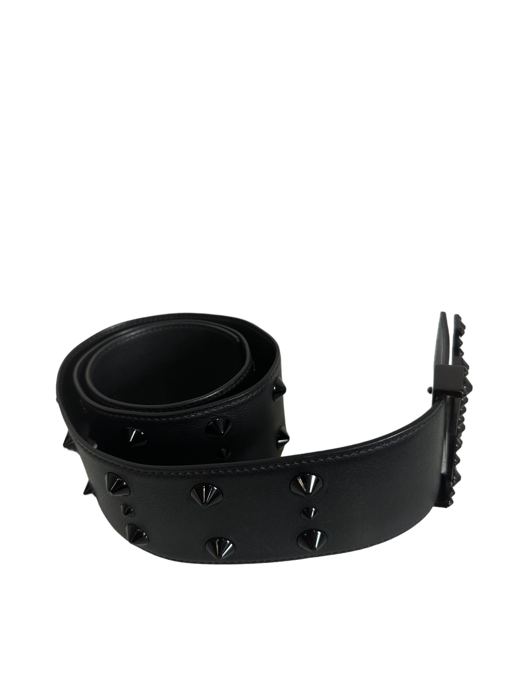 Women's Louis Vuitton 85 Black Leather Belt Studs For Sale