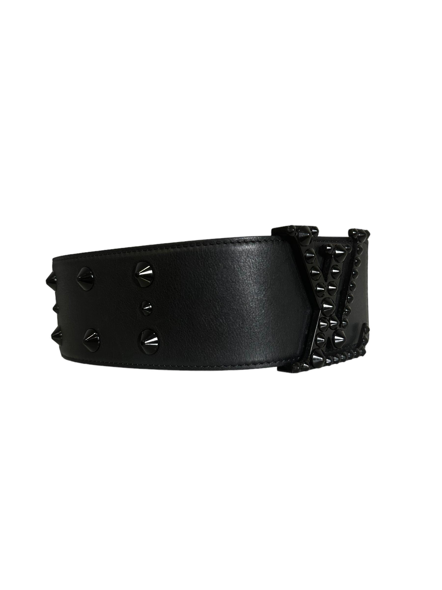 Louis Vuitton 85 Black Leather Belt Studs For Sale 3