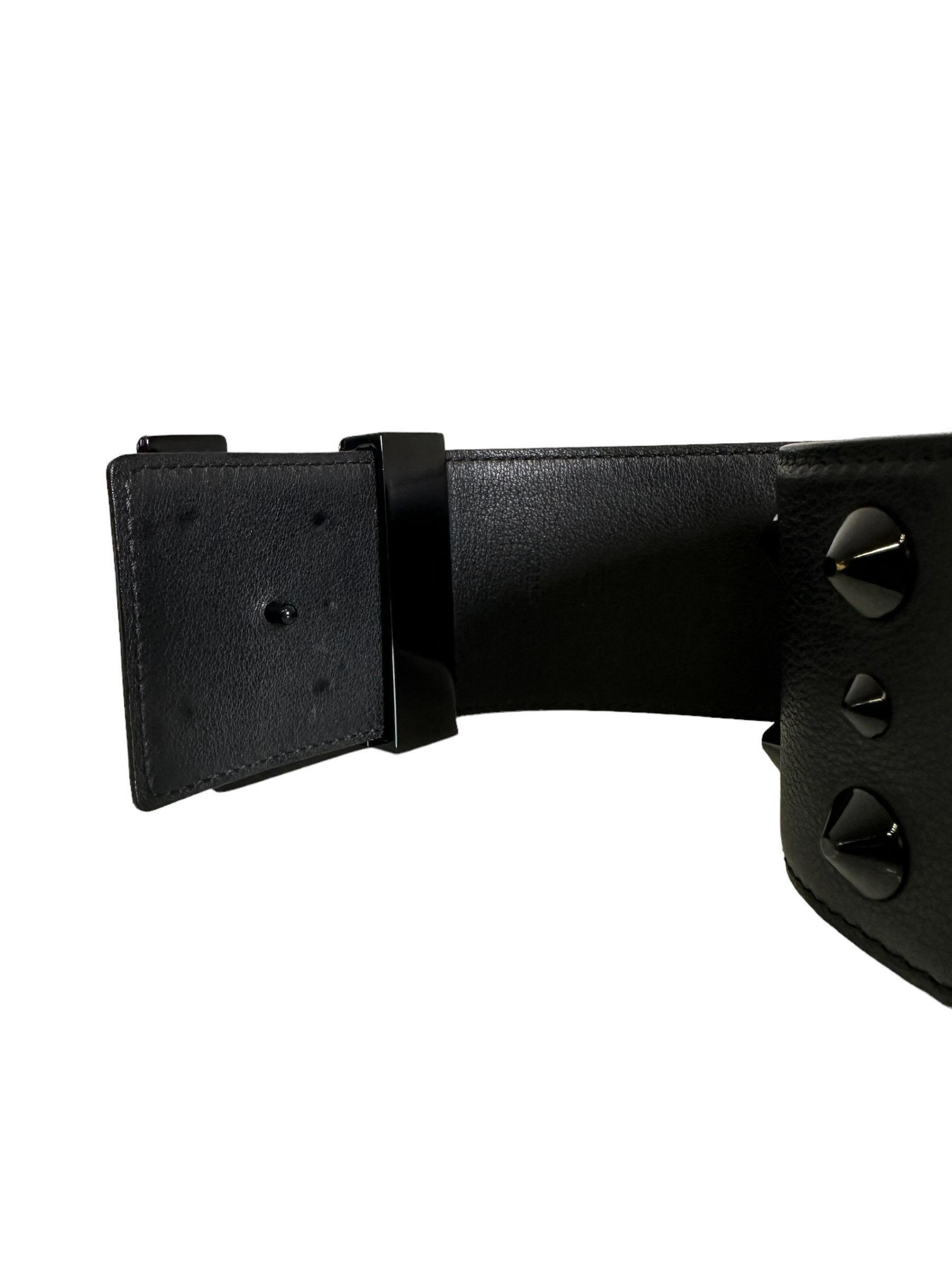 Louis Vuitton 85 Black Leather Belt Studs For Sale 4