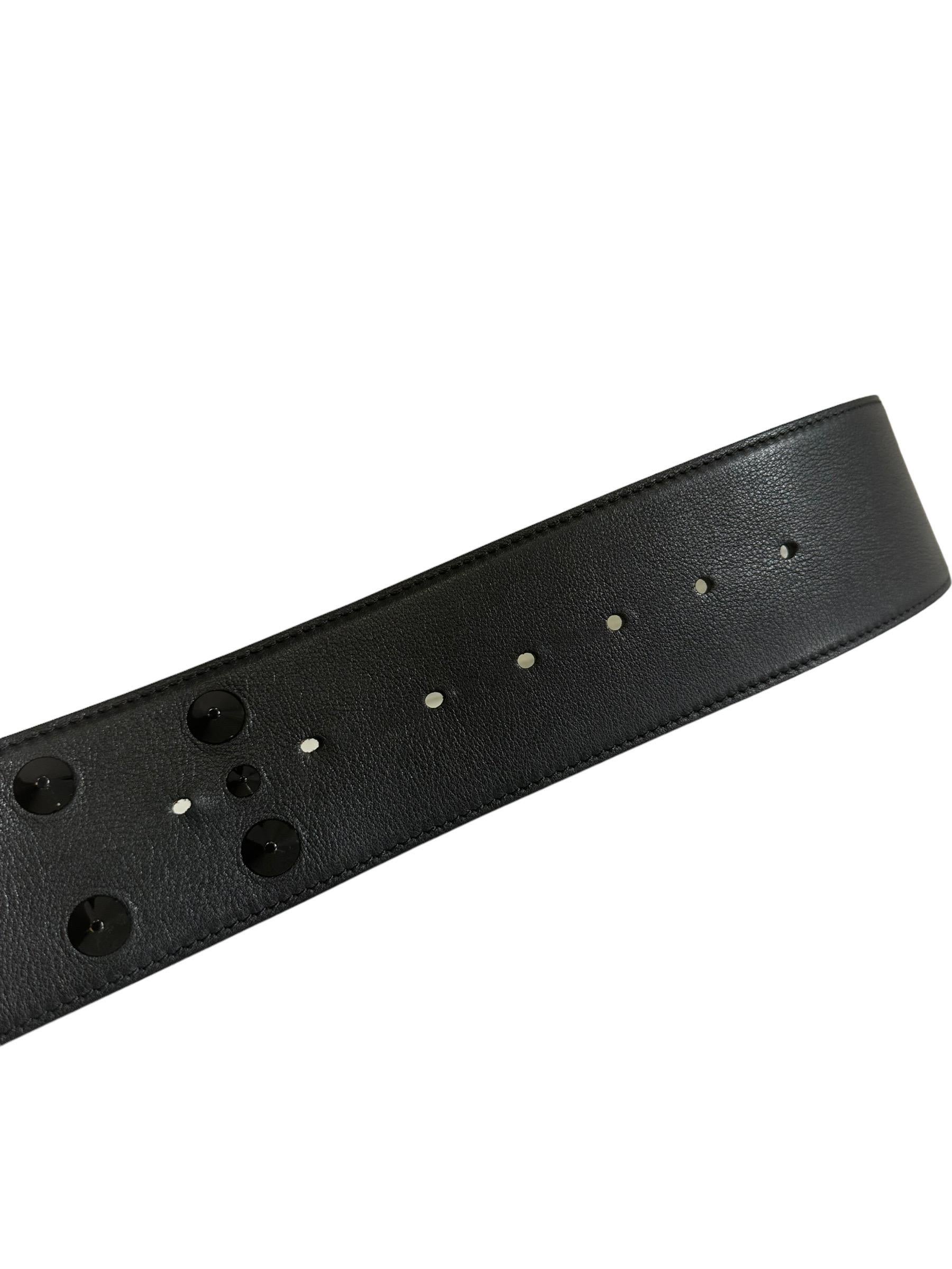 Louis Vuitton 85 Black Leather Belt Studs For Sale 5