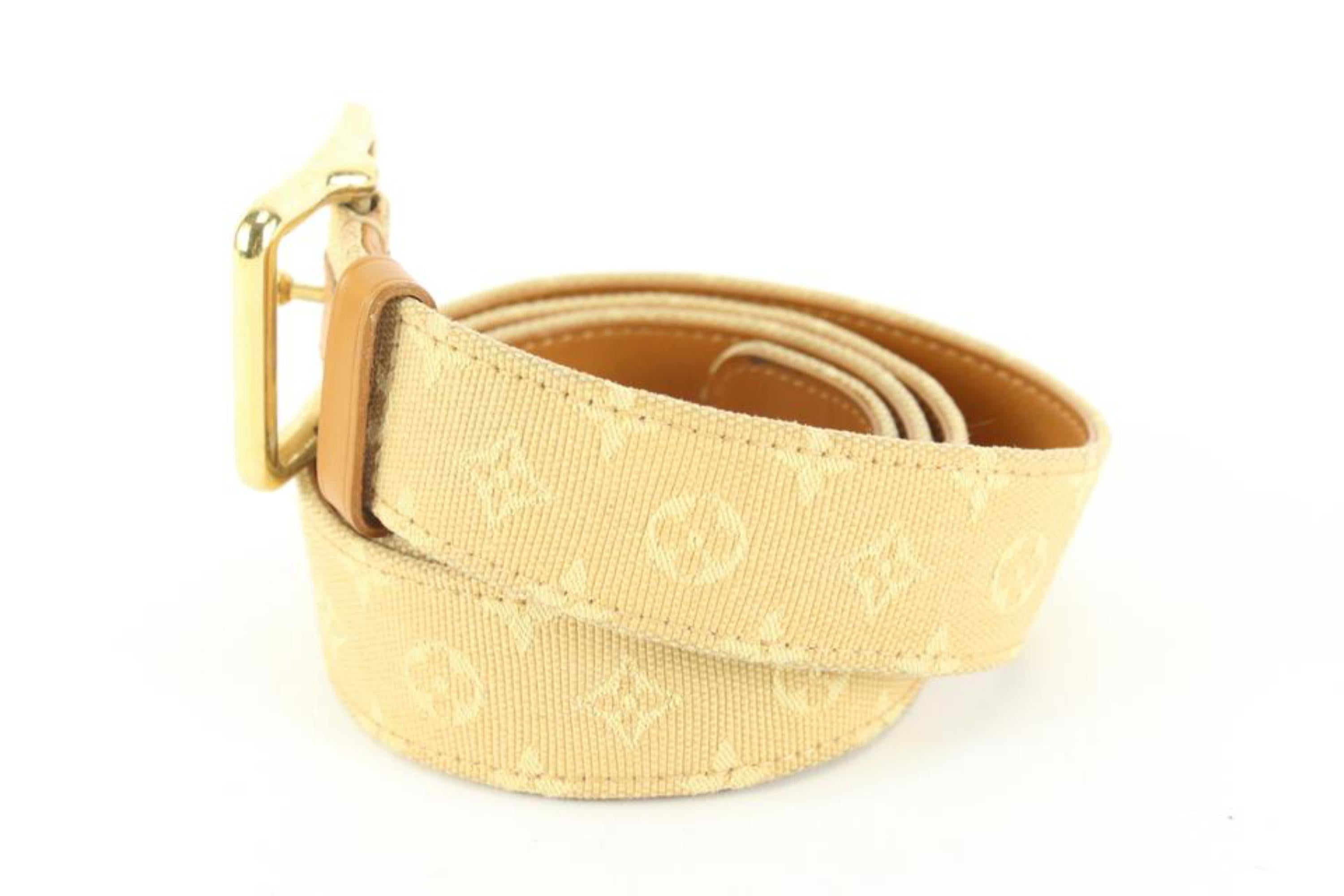 Louis Vuitton 90/36 Beige Monogram Mini Lin Belt 83lk56s In Good Condition In Dix hills, NY