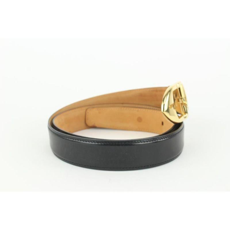 Louis Vuitton 90/36 Black Box Calf Leather Ceinture Belt 105lv20 In Good Condition In Dix hills, NY