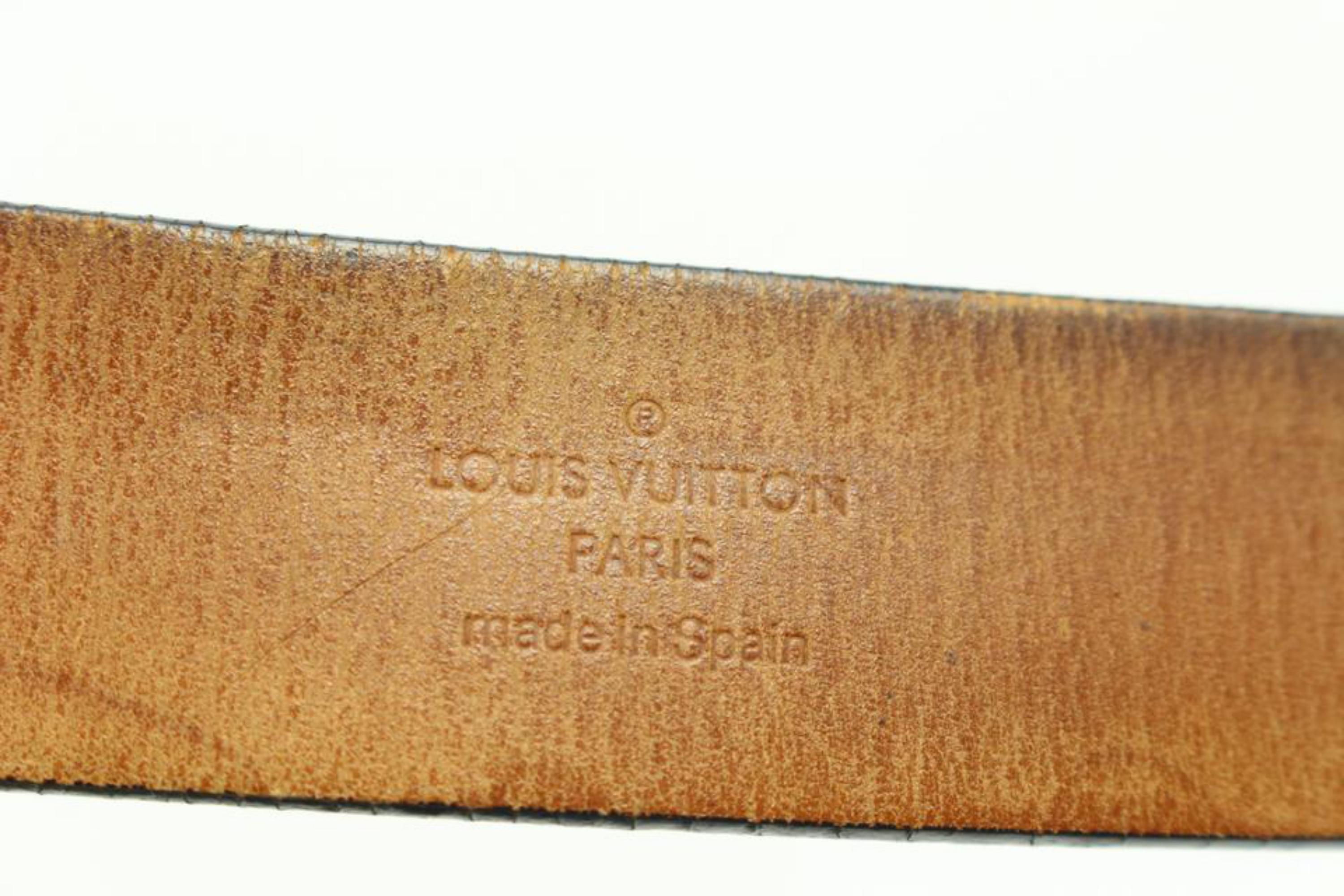 Louis Vuitton 90/36 Schwarz x Silber Outline LV Shadow Gürtel 52lv218s (Grau) im Angebot