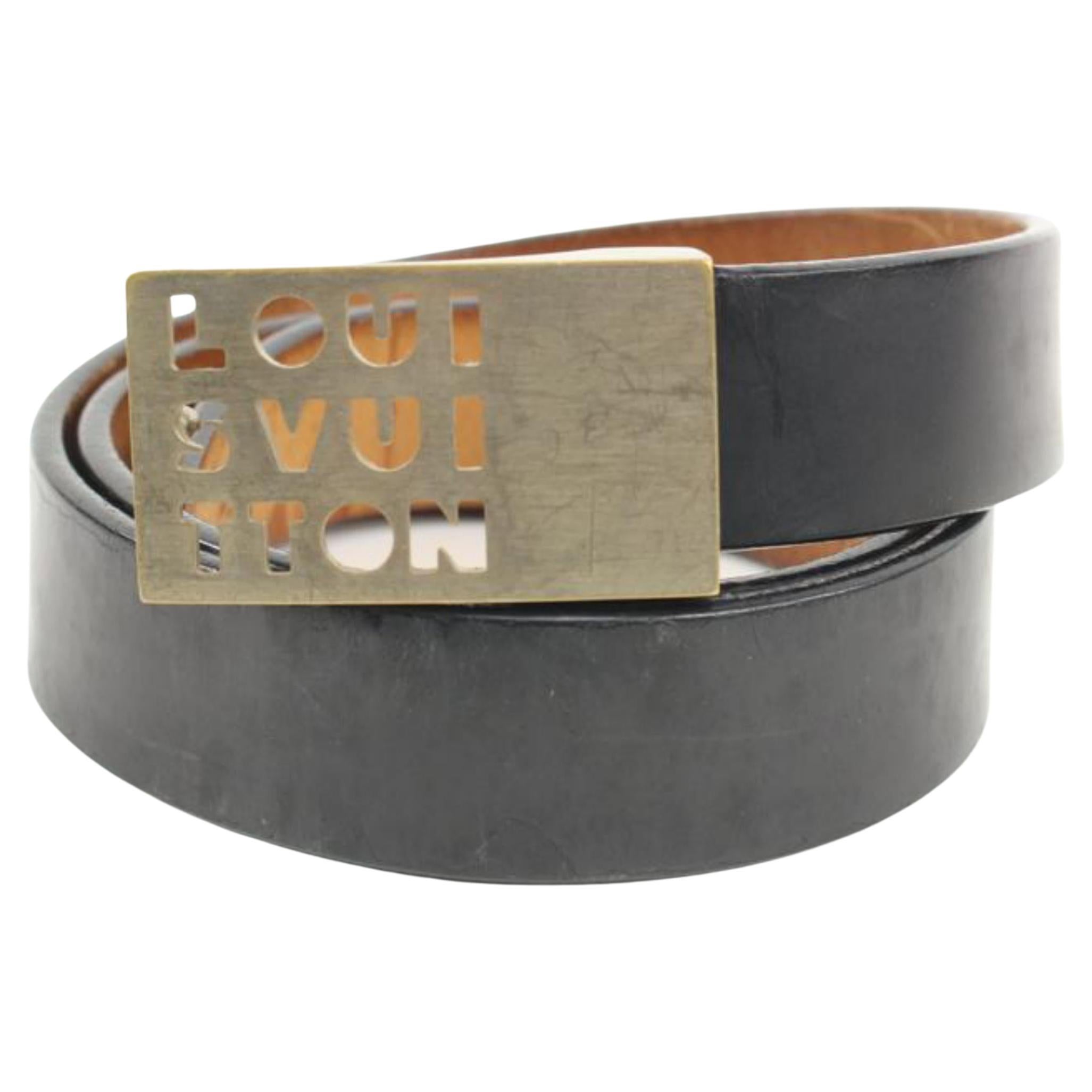 Louis Vuitton Brown Alligator LV Gold Tone Logo Belt For Sale at 1stDibs