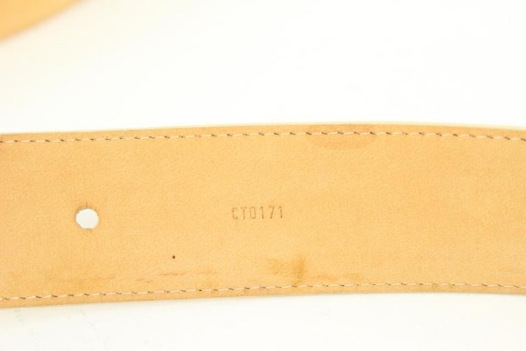 Louis Vuitton 90/36 Ivory x Gold LV Cut Out Initials Belt 71lk328s For Sale  at 1stDibs
