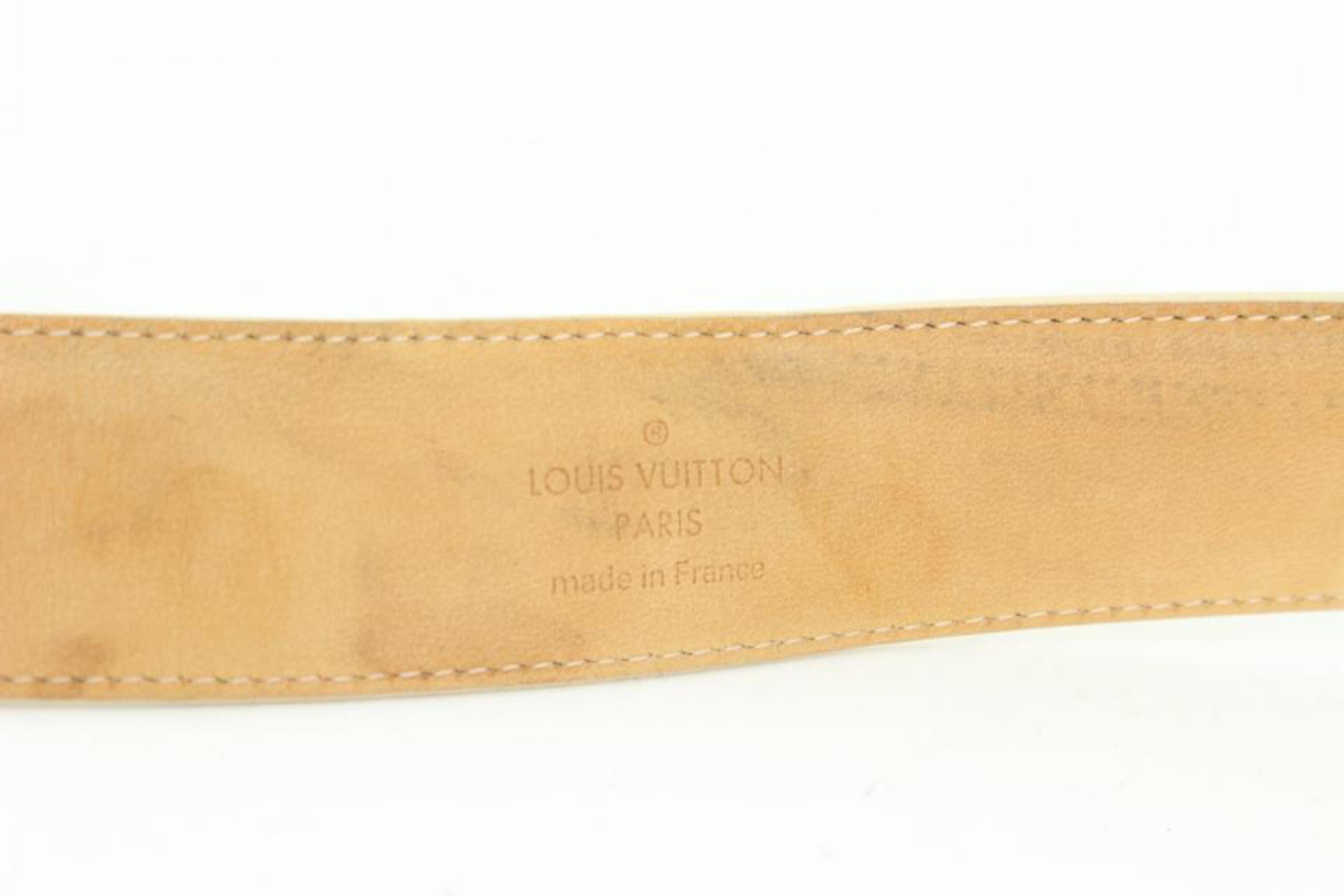 Louis Vuitton 90/36 Ivory x Gold LV Cut Out Initials Belt 71lk328s For Sale 2