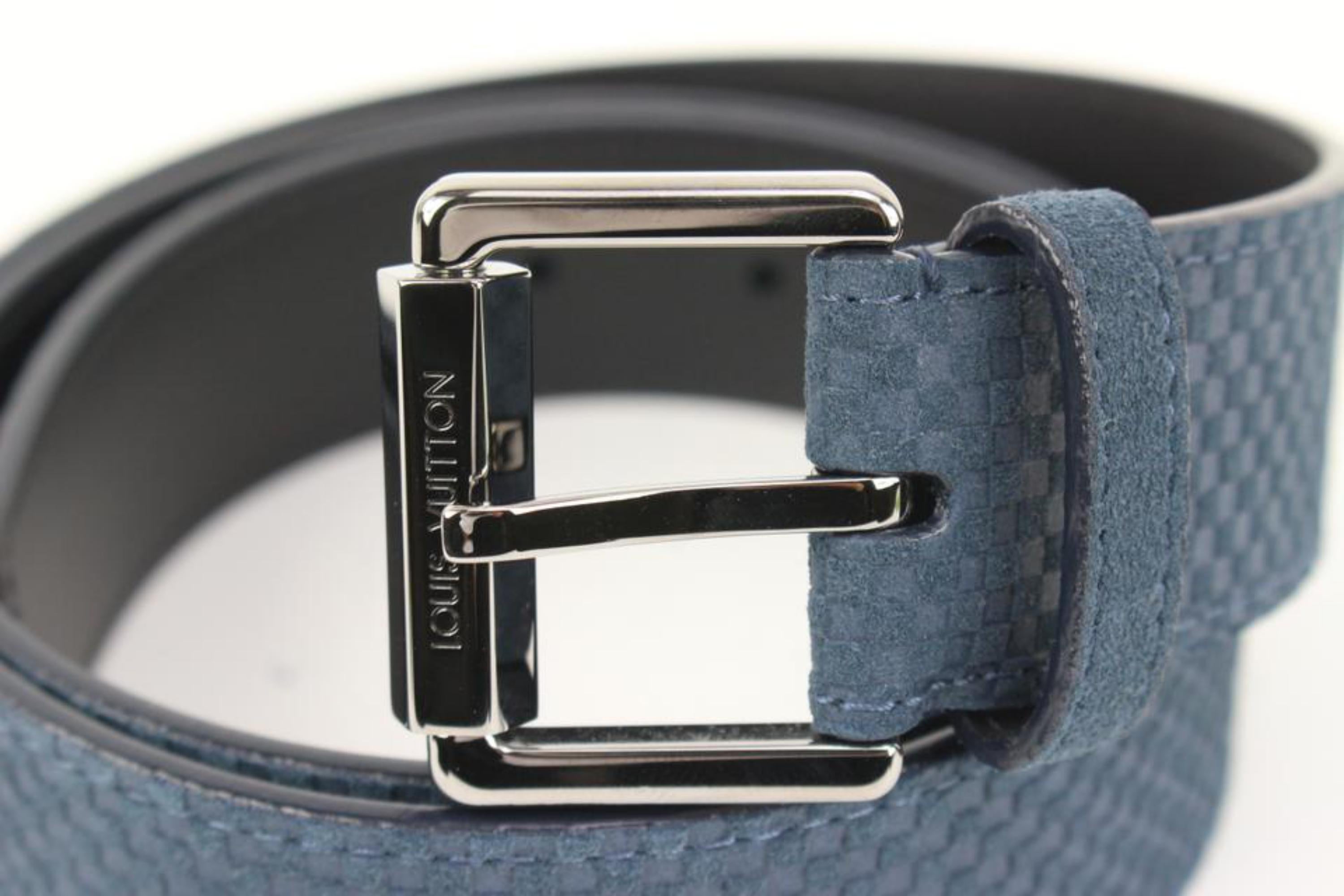 Louis Vuitton 90/36 Marineblauer Mini Damier Wildleder-Cinture-Gürtel  24lz420s im Angebot 2