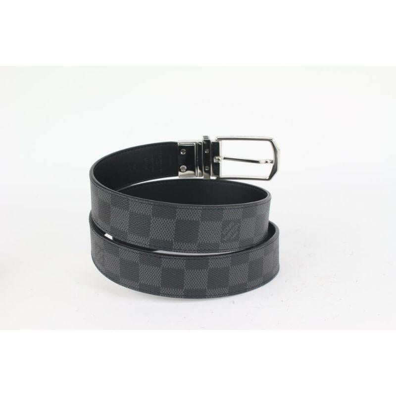 Women's Louis Vuitton 90/36 Reversible Damier Graphite 35mm Slender Belt 102lvs72  