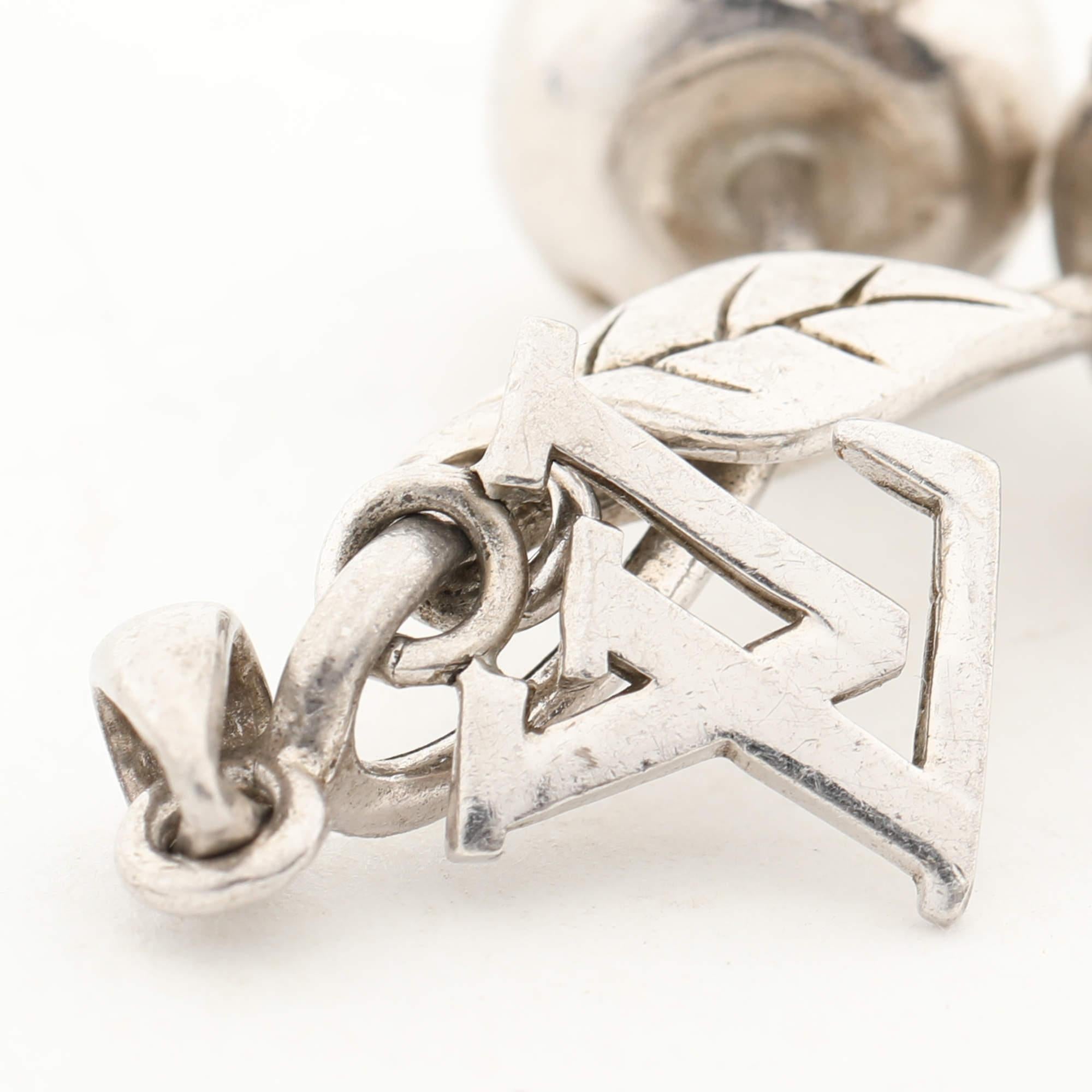 Gray Louis Vuitton 925 Silver/Pink Crystals Cherry Blossom Bag Charm For Sale