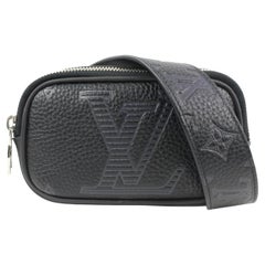 Louis Vuitton 95/38 Black Monogram Taurillon Leather Waist Pouch Belt Kit 13lv22