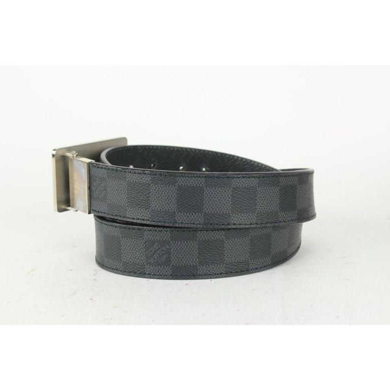 Black Louis Vuitton 95/38 Reversible Damier Graphite Inventeur Belt 263lv63