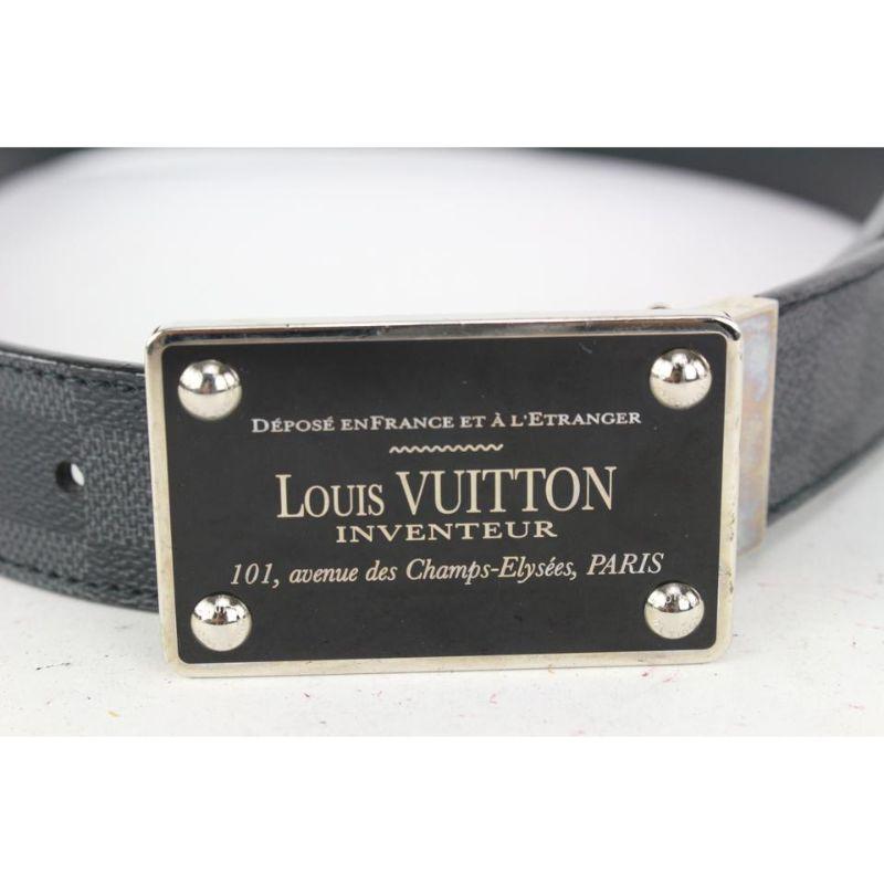 Louis Vuitton 95/38 Reversible Damier Graphite Inventeur Belt 263lv63 In Good Condition In Dix hills, NY