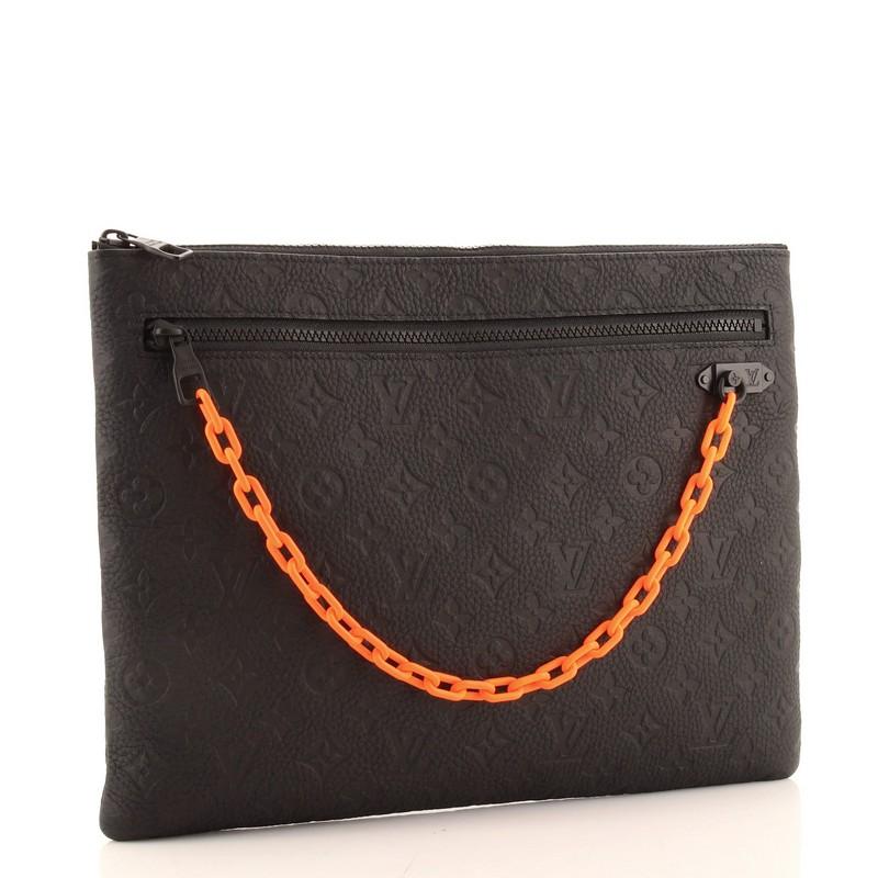 Black Louis Vuitton A4 Pouch Monogram Taurillon Leather