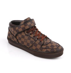 LOUIS VUITTON "Acapulco Damier" Ebene Lace-Up Strap Mid Top Sneakers